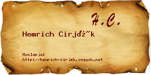 Hemrich Cirjék névjegykártya
